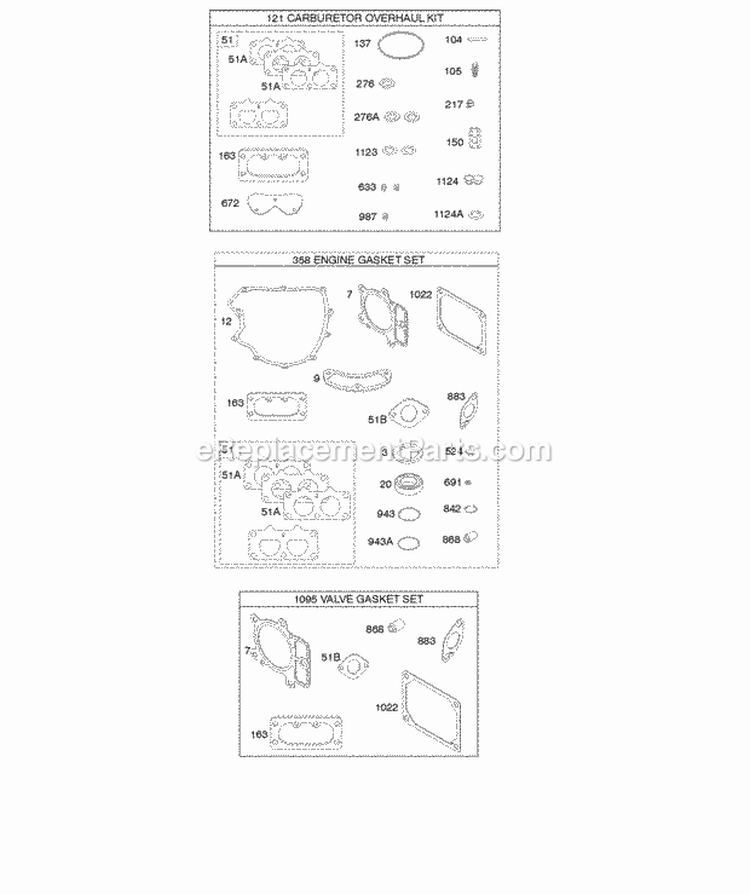 Carburetor Overhaul Kit Gasket Set-Engine Gasket Set-Valve Diagram and Parts List for 40G777-1222-B1  Briggs and Stratton Engine